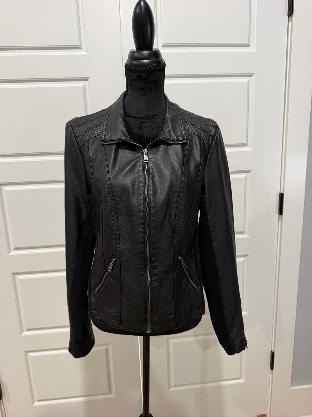 Maurices Black Faux Leather Zip-Front Moto Jacket